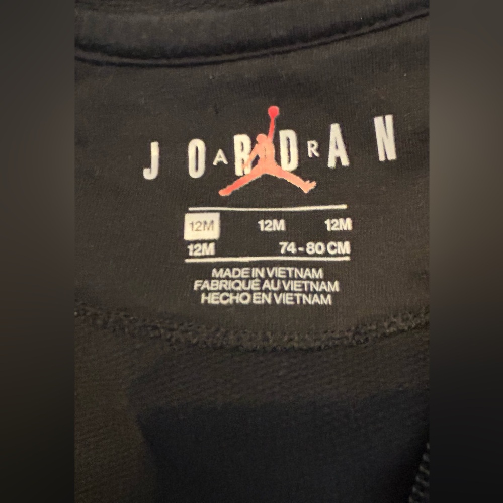 Jordan Baby Boys 12M Nike Air Jumpman Full Zip Hooded Jumpsuit Black Long Sleeve - Picture 5 of 6